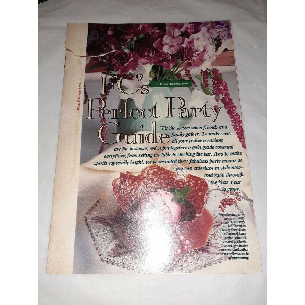 Vtg 1987 Family Circle Perfect Party Guide Recipe Insert 18 Pages
